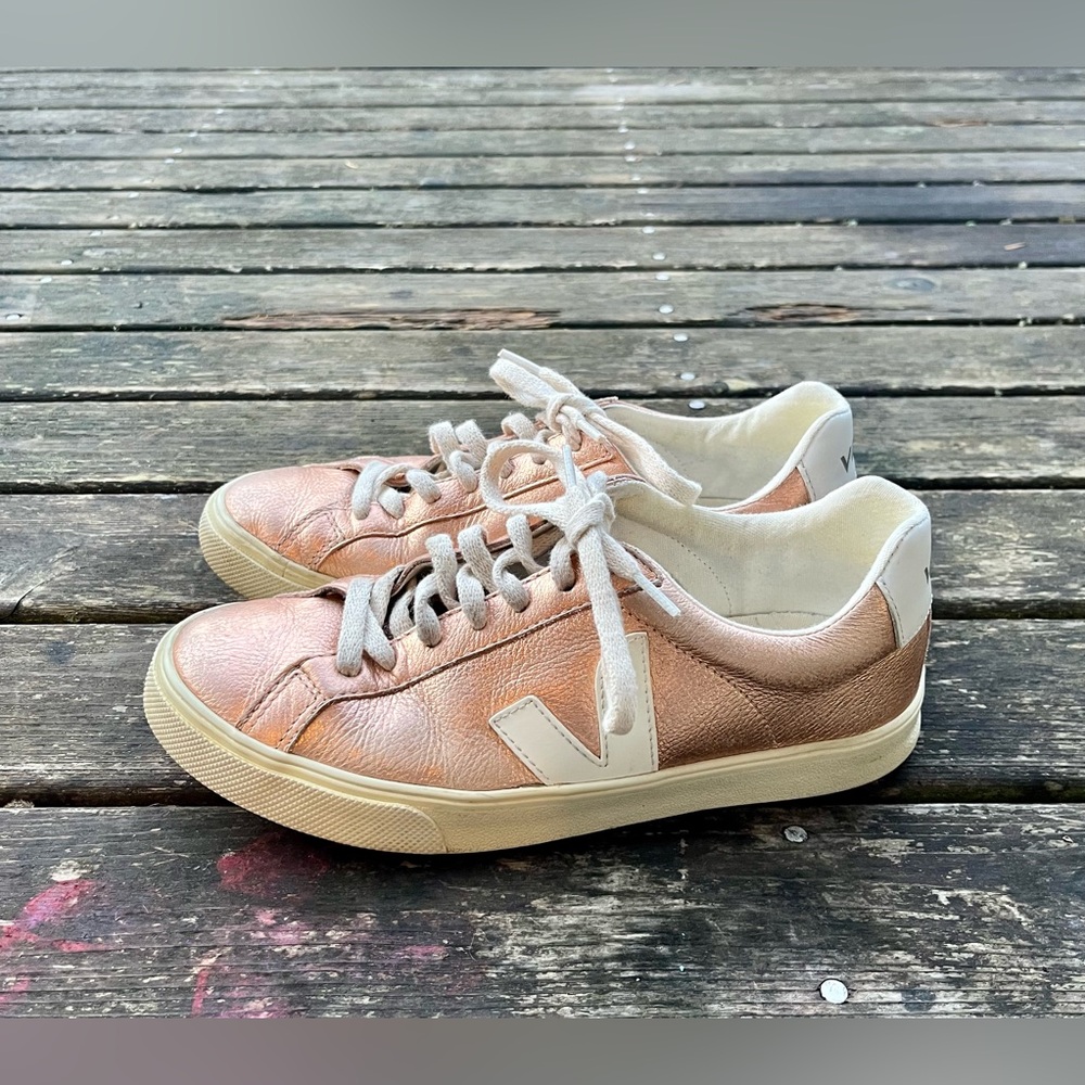 Anthropologie VEJA Rose Gold Metallic Esplar Sneakers - Picture 8 of 12